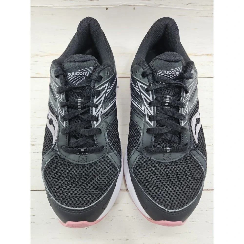 Saucony Cohesion 14 Athletic Running Shoes Womens 9.5 Wide Black Pink S10628-1